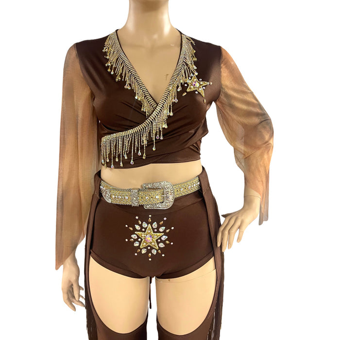 Brown and Gold Cowgirl Sheriff Costume