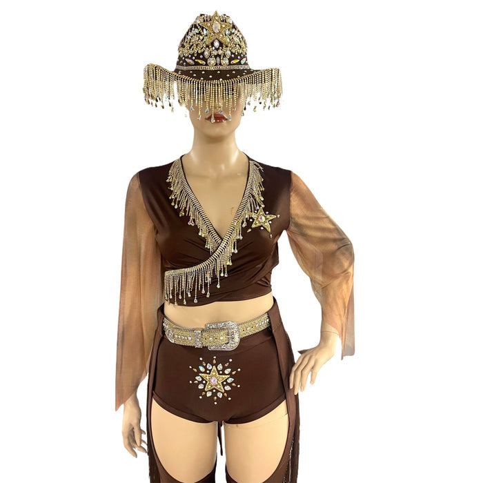 Brown and Gold Cowgirl Sheriff Costume