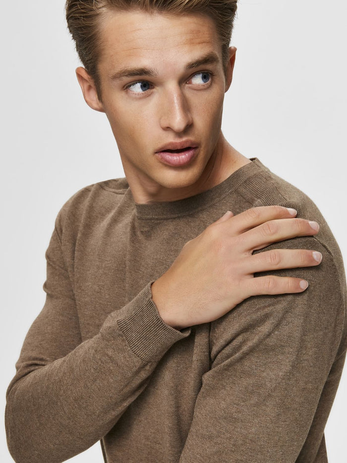Brown Crew Neck Pullover