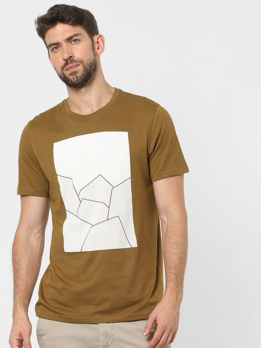 Brown Graphic Print Crew Neck T-Shirt
