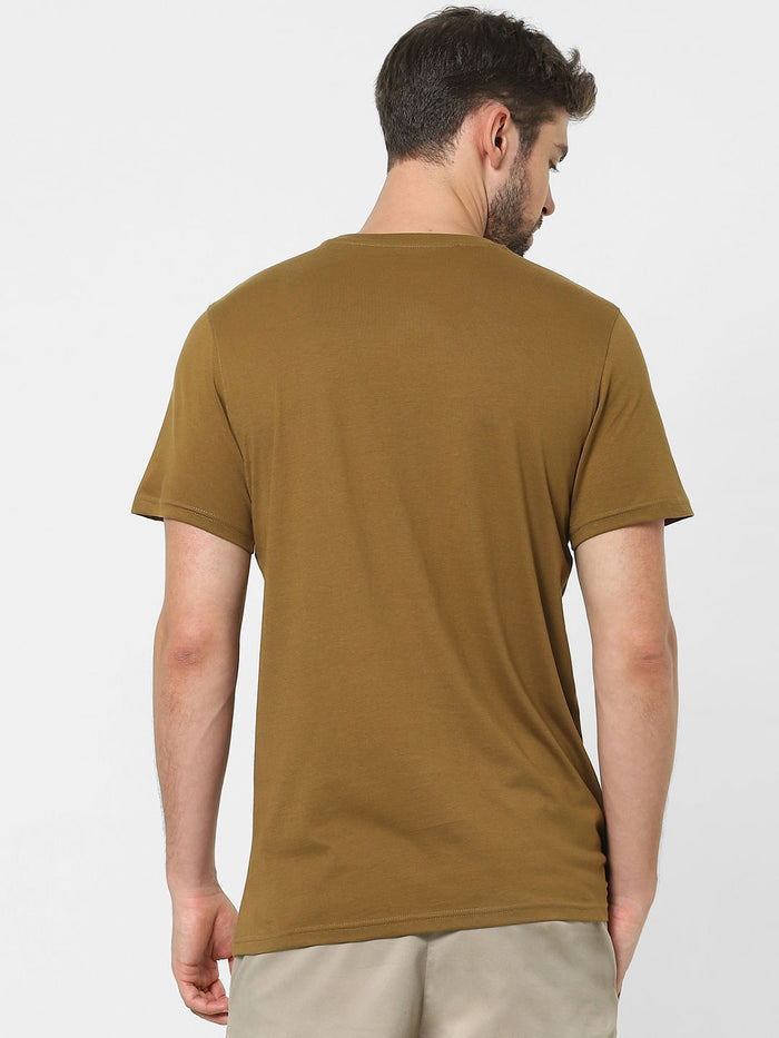 Brown Graphic Print Crew Neck T-Shirt