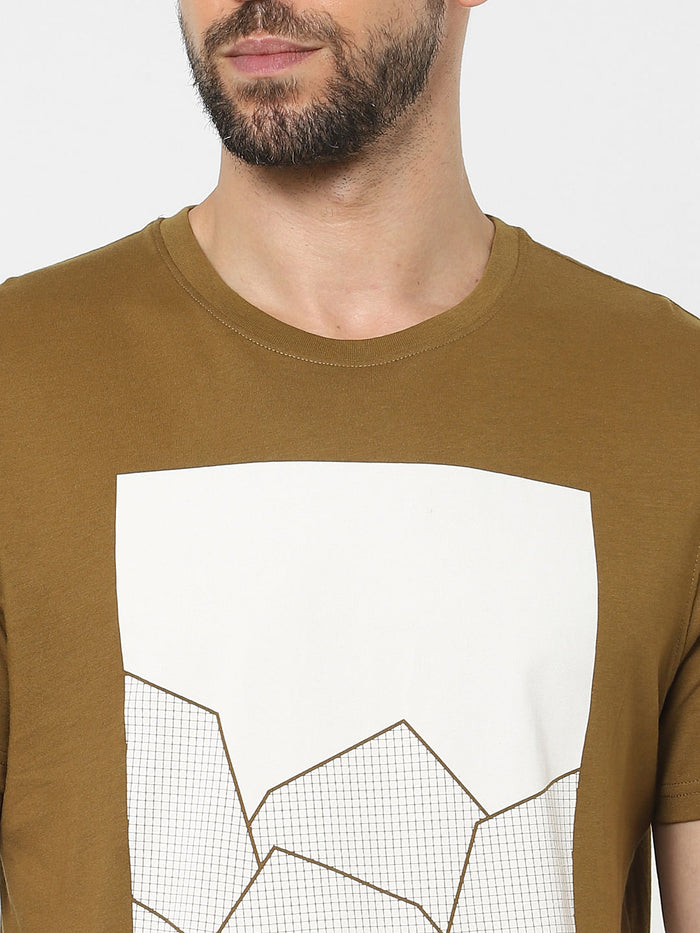 Brown Graphic Print Crew Neck T-Shirt