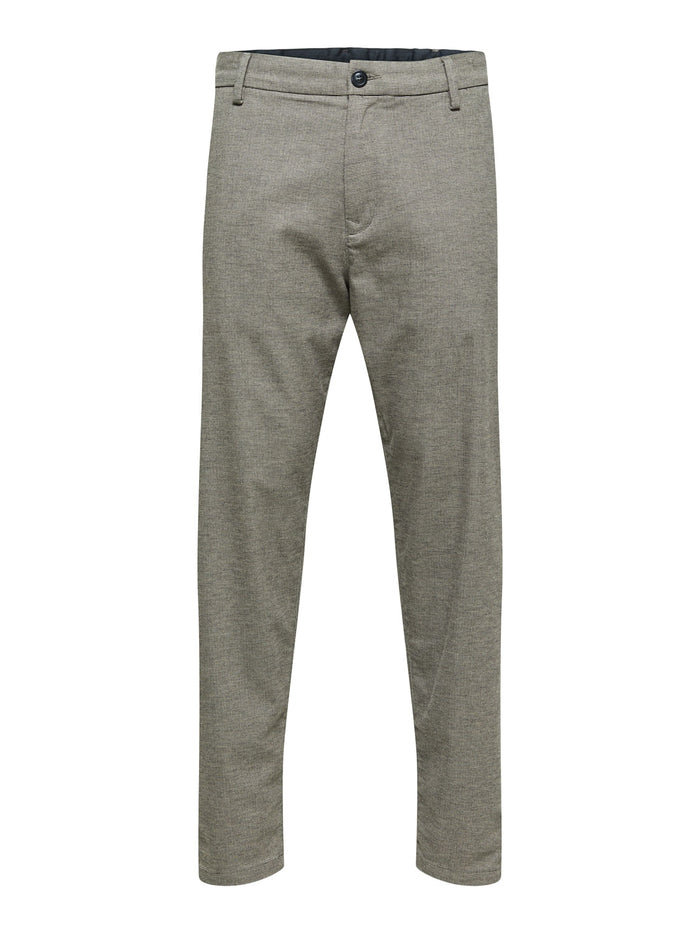 Brown Mid Rise Semi-Tailored Chinos