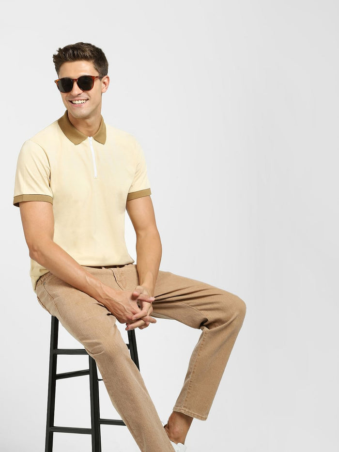 Brown Polo Neck T-Shirt