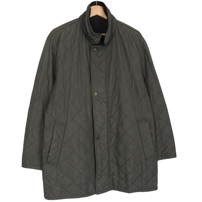 Burberry khaki green quilted field jacket with Nova Check pattern and logo details.