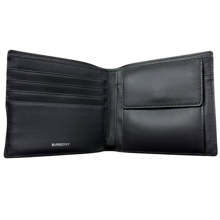 Burberry brown bifold wallet featuring iconic Nova Check pattern and coin pouch.
