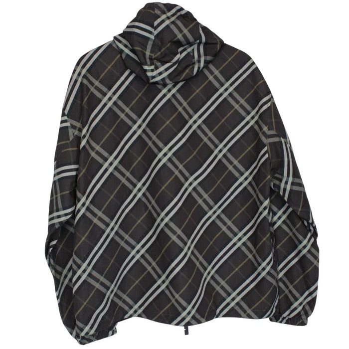 Burberry reversible jacket in dark grey and black with Nova Check pattern and full zip.