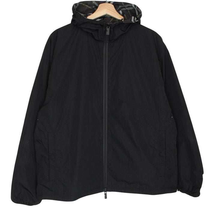 Burberry reversible jacket in dark grey and black with Nova Check pattern and full zip.