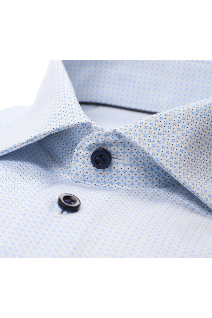 Busy Patterned Slim Fit Shirt in Blue