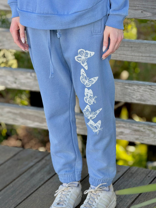 Butterflies White Ink Jogger