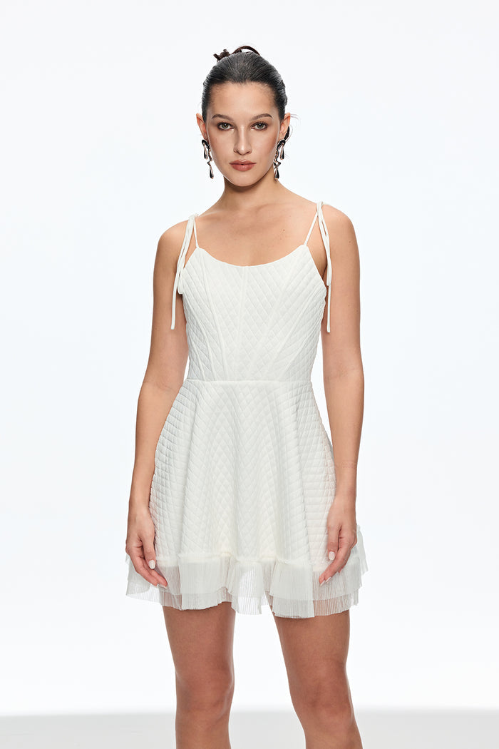 Cadeyrn Ruch Fringe Lace Up Mini Dress