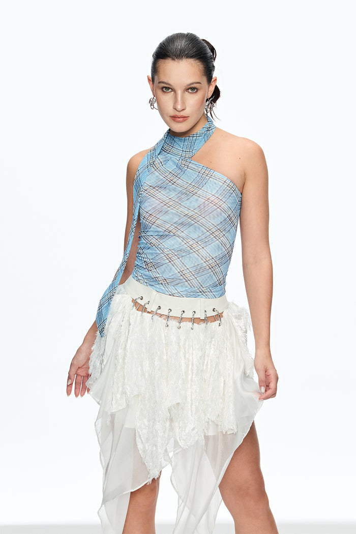 Cainnech Grid Halter Neck Top