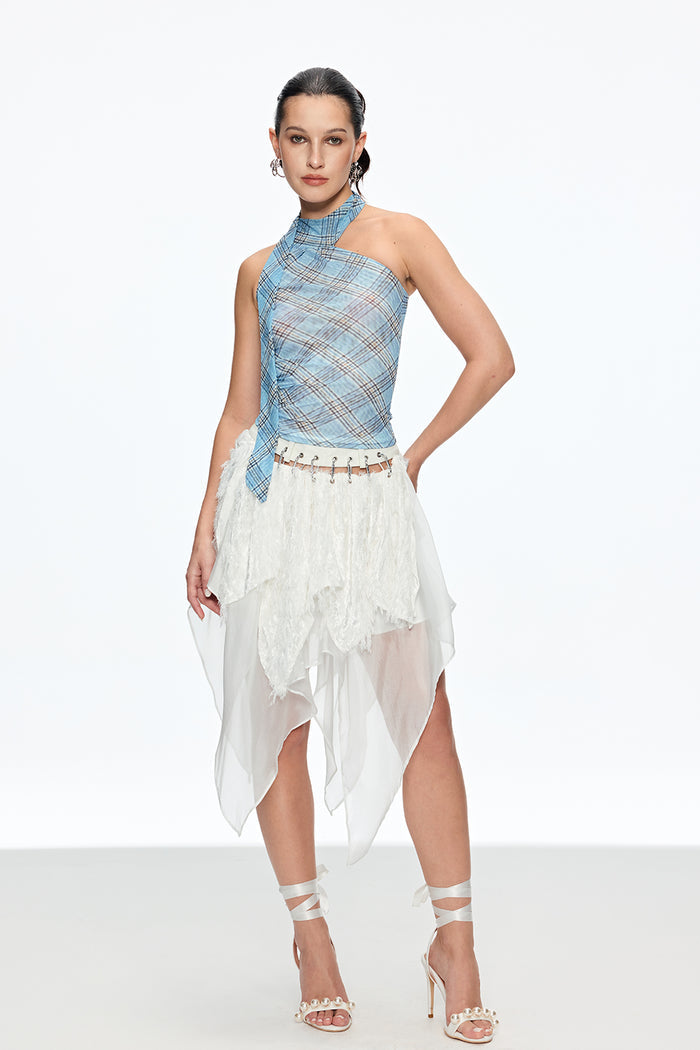 Cainnech Grid Halter Neck Top