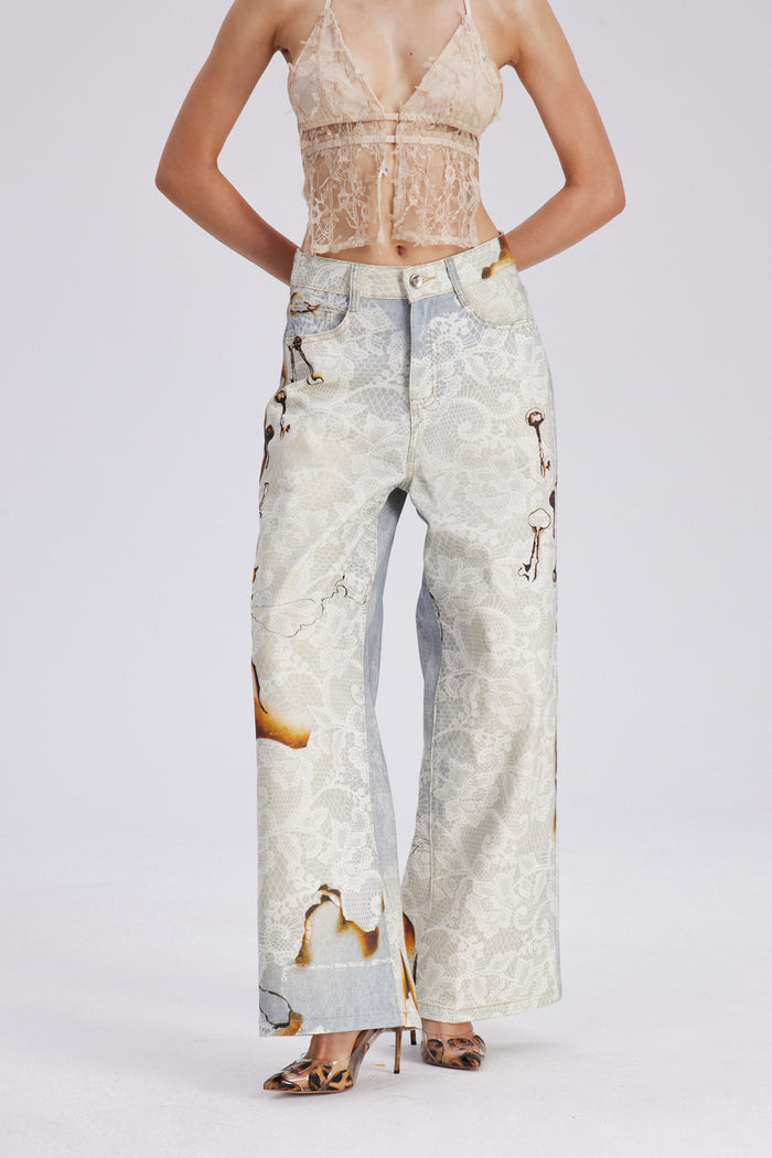 Calpurnius Lace Barrel Jeans