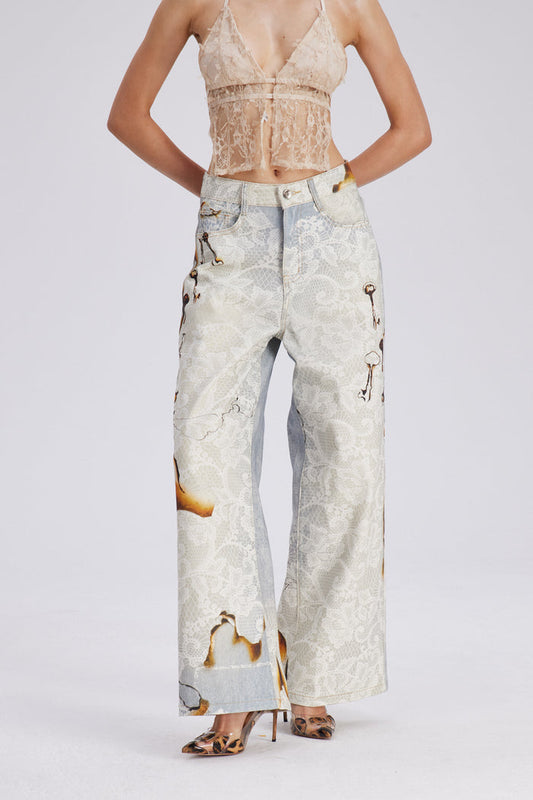 Calpurnius Lace Barrel Jeans