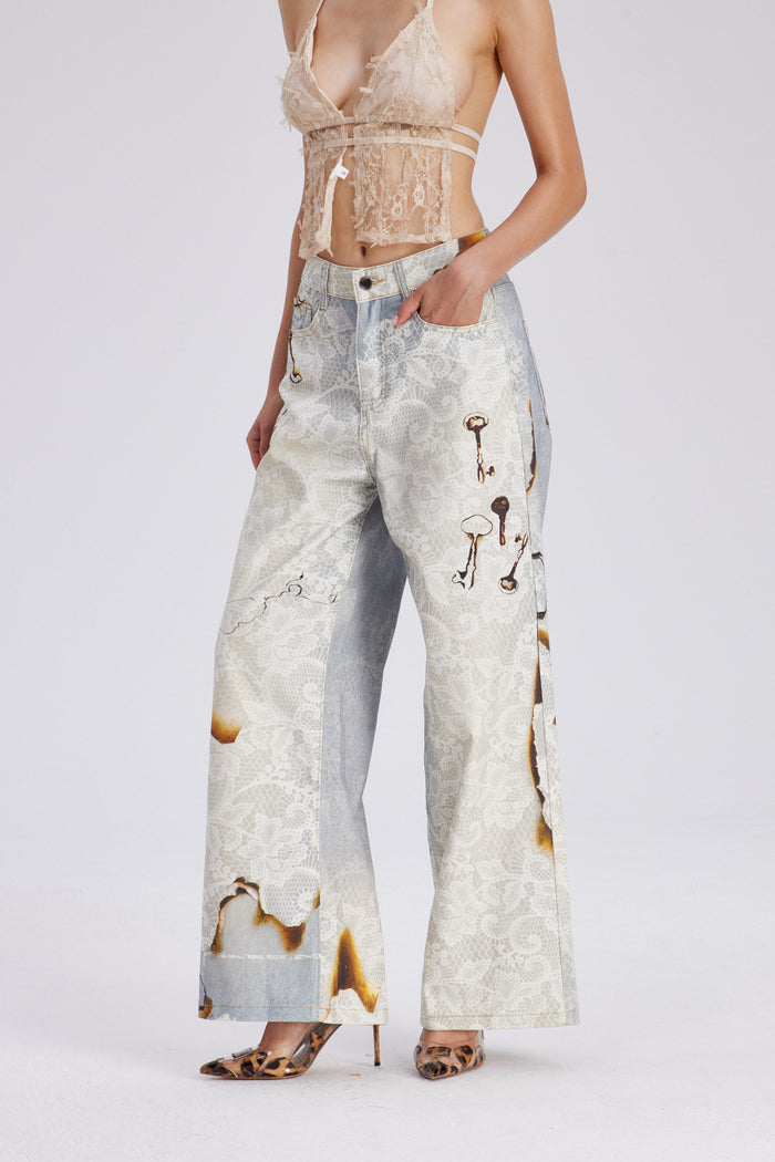 Calpurnius Lace Barrel Jeans