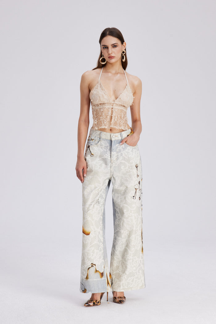 Calpurnius Lace Barrel Jeans