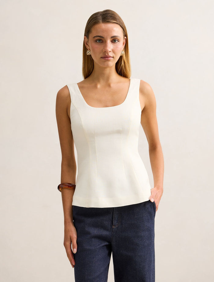 Camila Open Back Top Buttercream Forever New