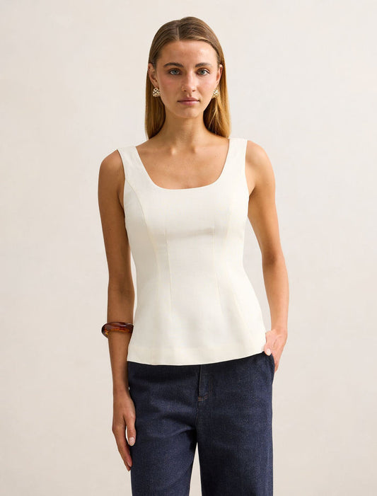 Camila Open Back Top Buttercream Forever New