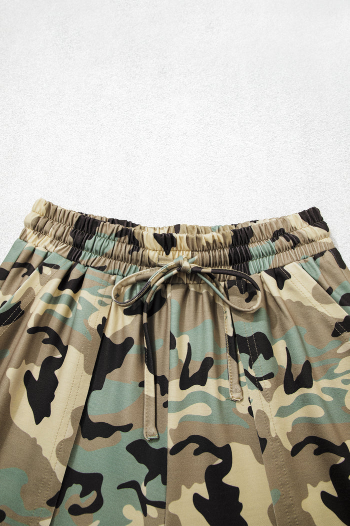 Camouflage Print Street Fashion Drawstring Shift Pants – Multicolour