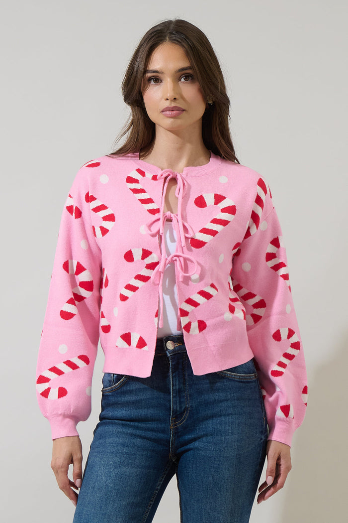 Candy Cane Front Tie Sweater