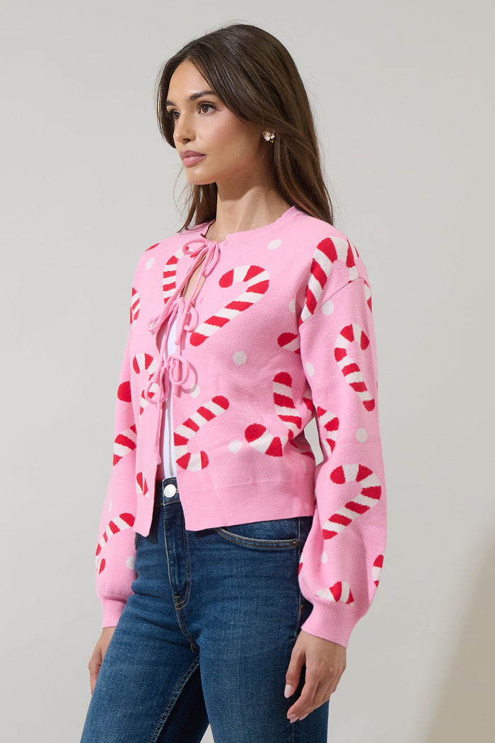 Candy Cane Front Tie Sweater