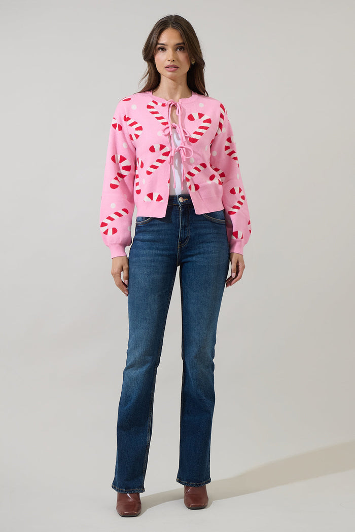 Candy Cane Front Tie Sweater