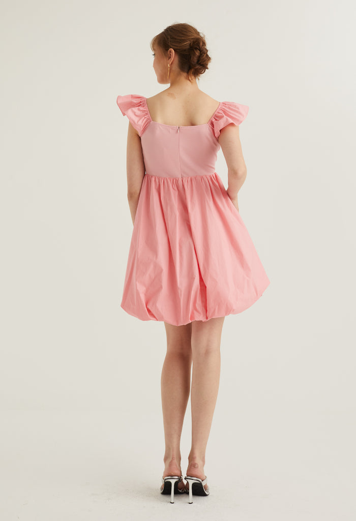 Cap Sleeve Balloon Detail Dress