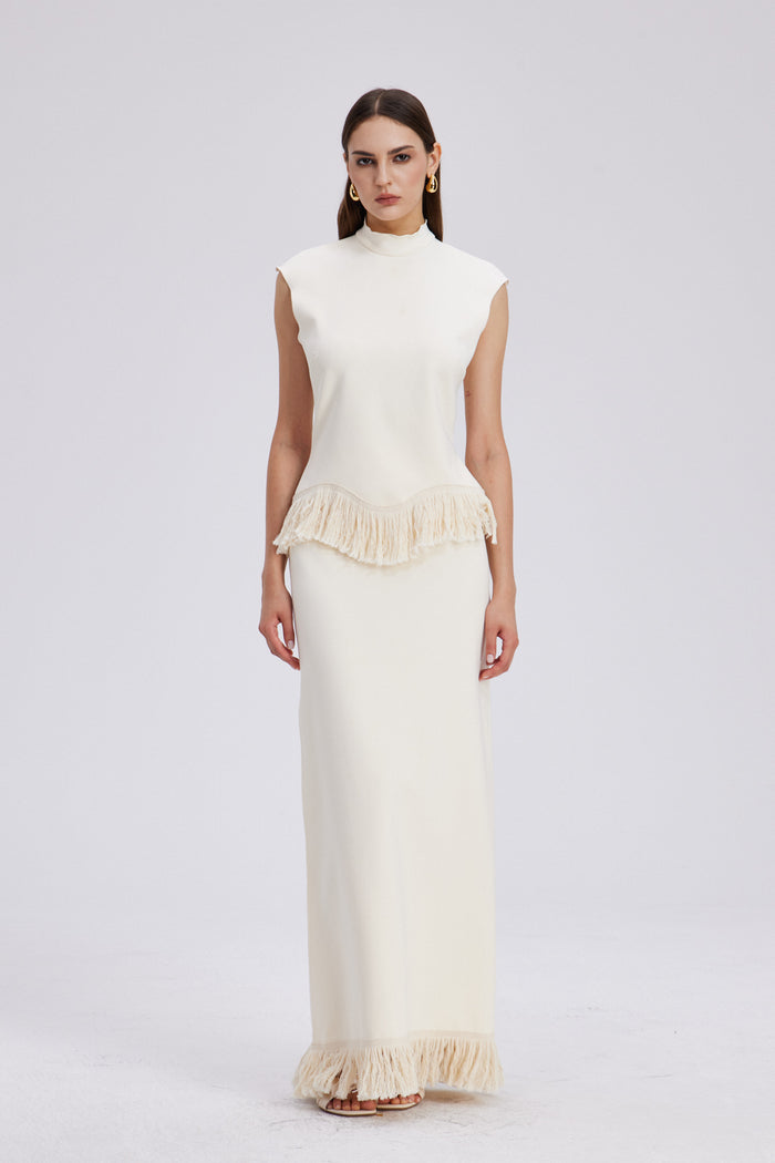 Carminho Fringe Knit Skirt Set