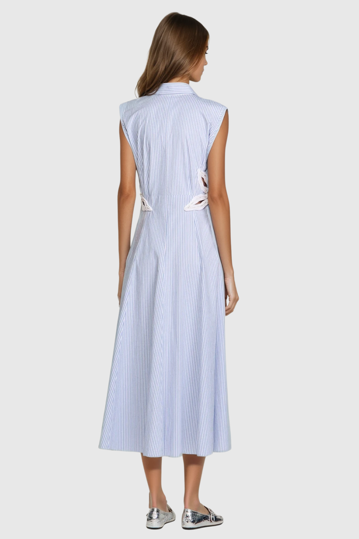 Caron Stripe Flower Cutout Maxi Dress