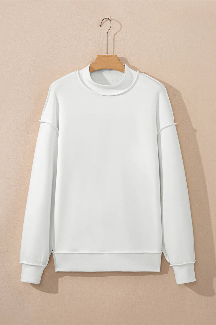 Carrot Oversize Drop Shoulder Reversible Mock Neck Sweatshirt – Orange