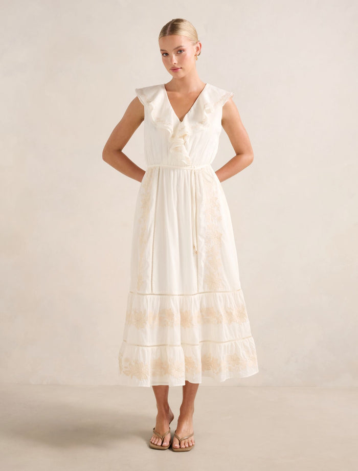 Cassandra Embroidered Midi Dress Vera Embroidery Forever New