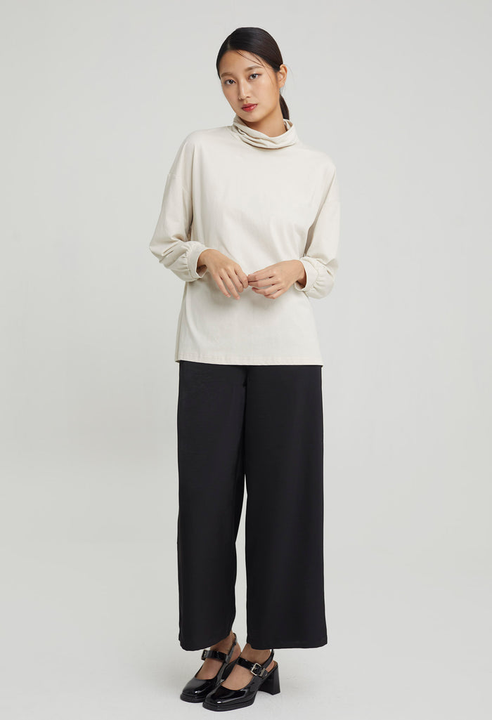 Casual Long Sleeves Turtle-Neck Top