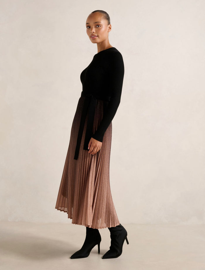 Celina Ombre Metallic Midi Dress Forever New