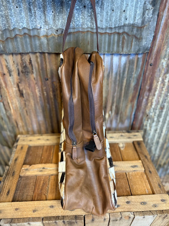 Challenger Diamond Patch Cowhide/Distressed Leather Travel Carry Boot Bagw