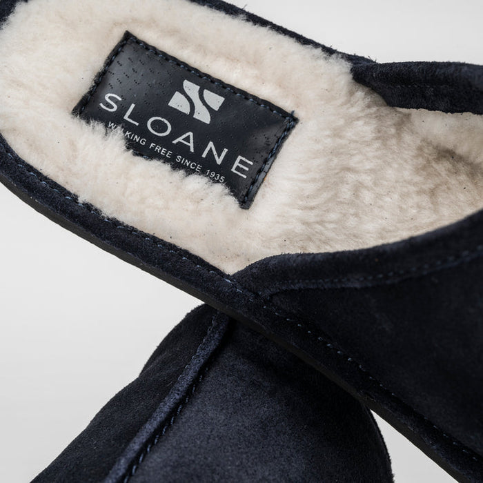Charlton Navy Suede Slippers in Navy
