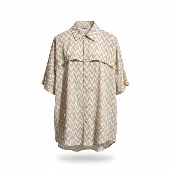 Chevron Chest Shirt beige cream colorway studio hero shot