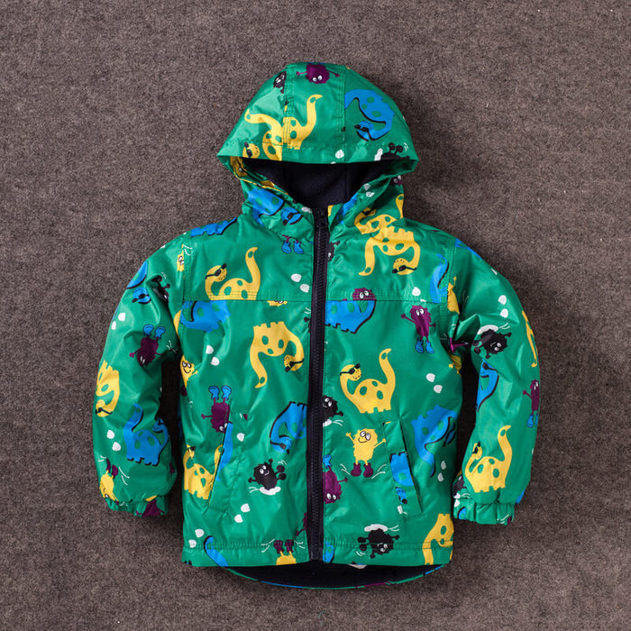 Children's Dinosaur Hooded Jacket | Boys Windproof Waterproof Jacket