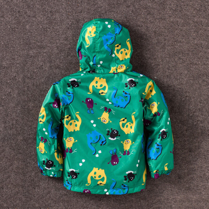 Children's Dinosaur Hooded Jacket | Boys Windproof Waterproof Jacket