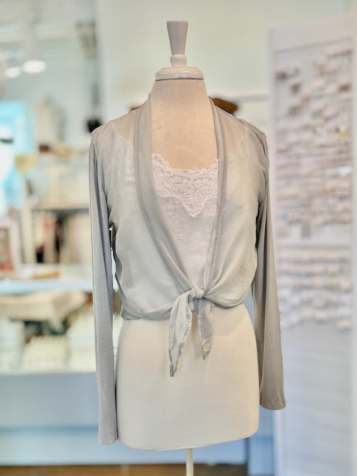 Chloe silk cardigan in Light Silver
