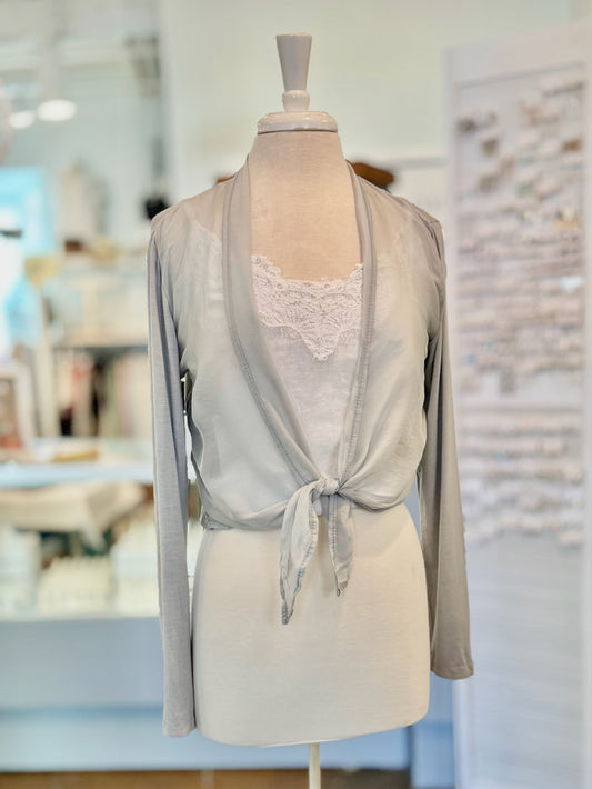 Chloe silk cardigan in Light Silver