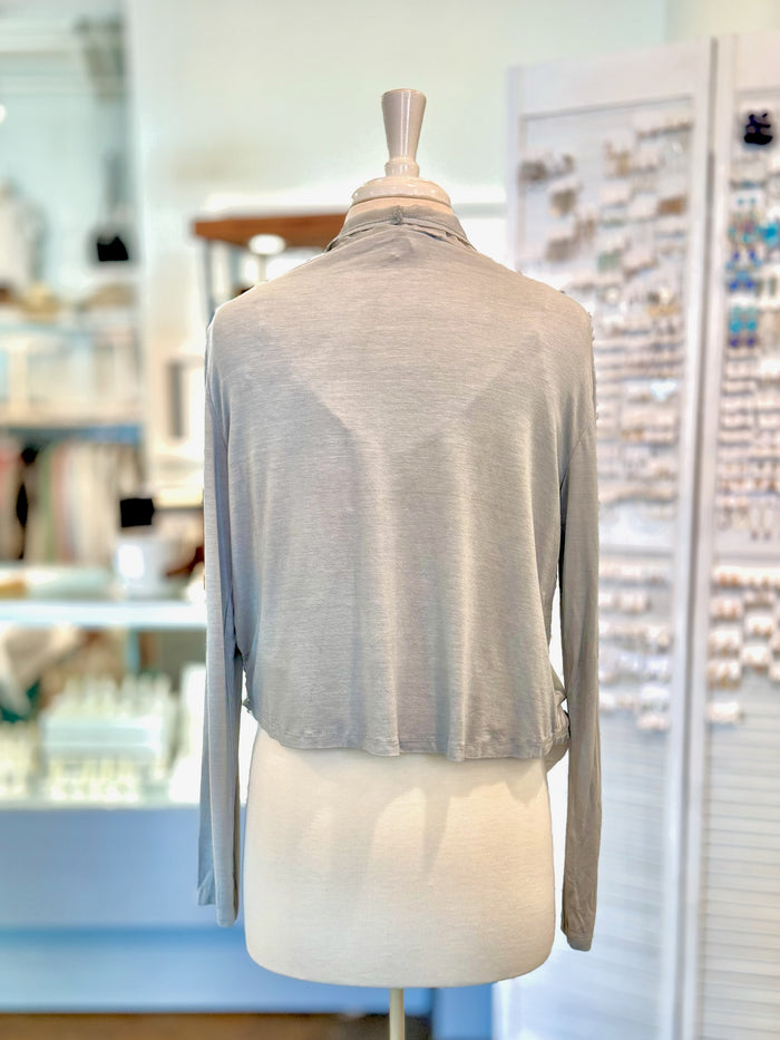Chloe silk cardigan in Light Silver