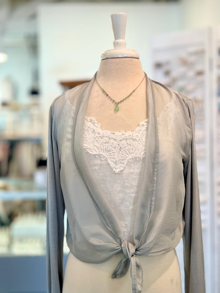 Chloe silk cardigan in Light Silver