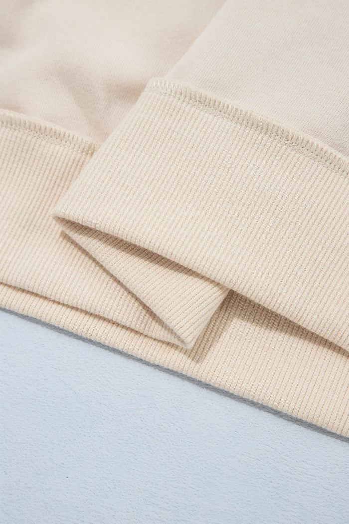 CHRIST IS KING Embroidery High Neck Baggy Sweatshirt – Beige