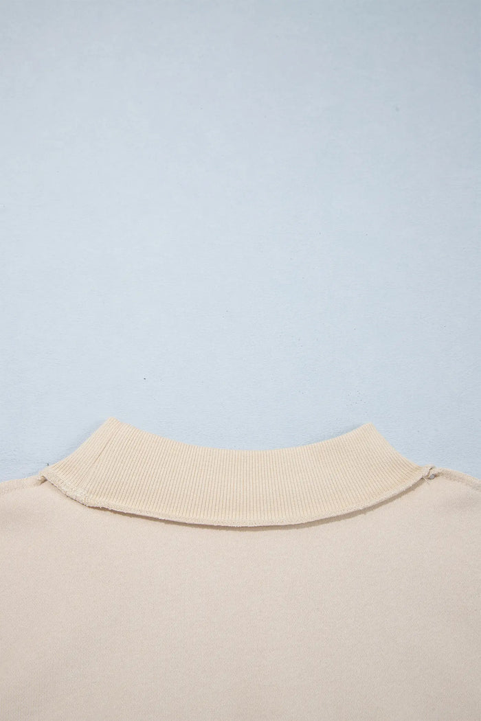 CHRIST IS KING Embroidery High Neck Baggy Sweatshirt – Beige