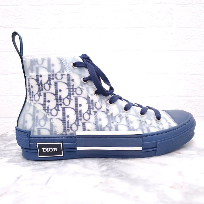 CHRISTIAN DIOR NAVY AND WHITE OBLIQUE SNEAKERS - SIZE 40