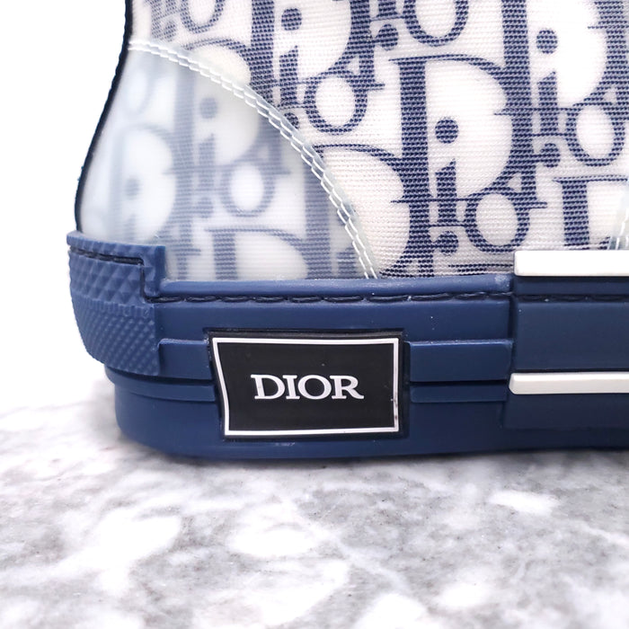 CHRISTIAN DIOR NAVY AND WHITE OBLIQUE SNEAKERS - SIZE 40