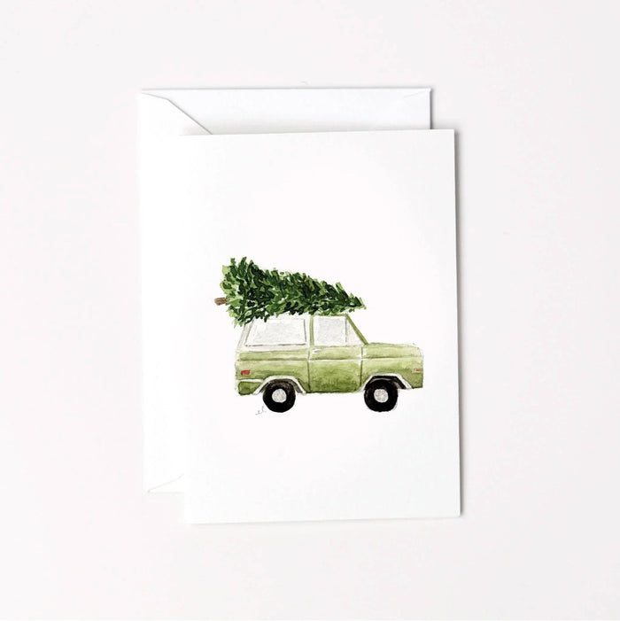 Christmas tree truck mini enclosure notecard