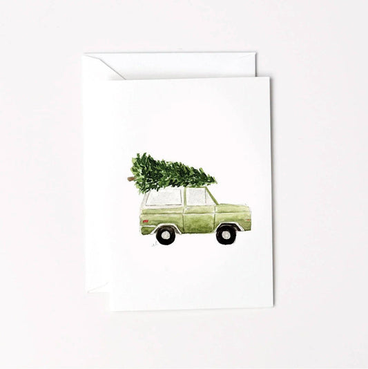 Christmas tree truck mini enclosure notecard
