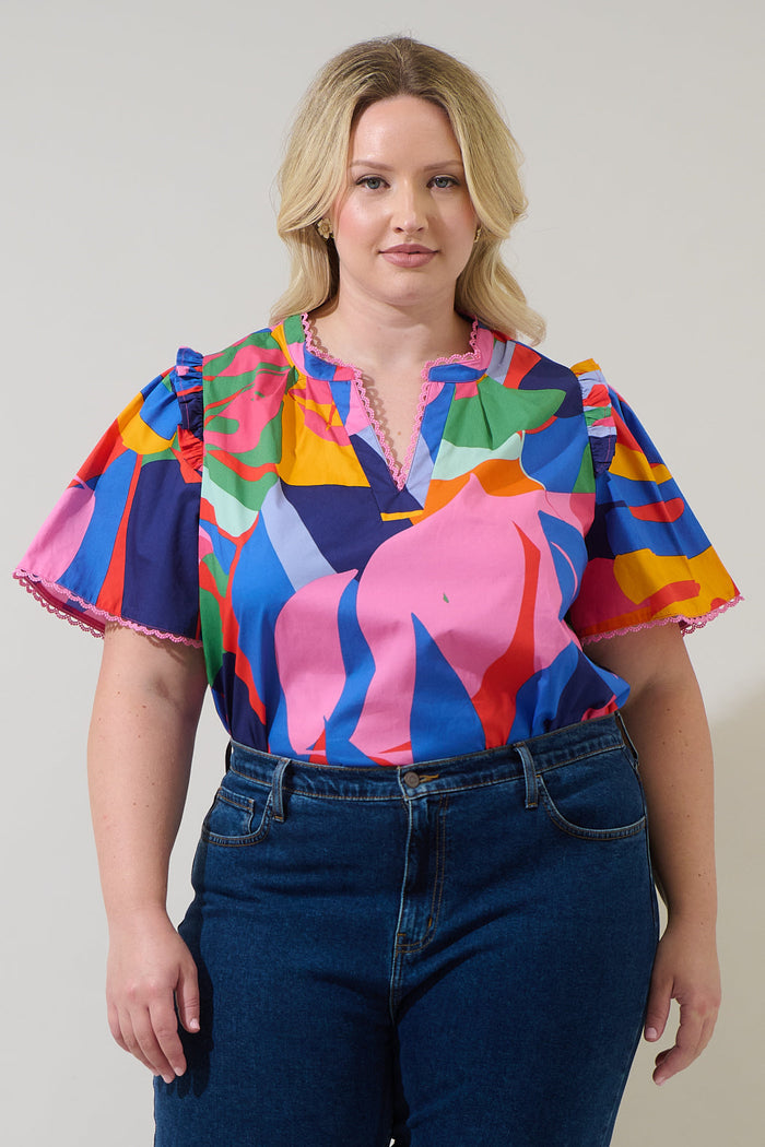 Chroma Abstract Winslet Ruffle Top Curve